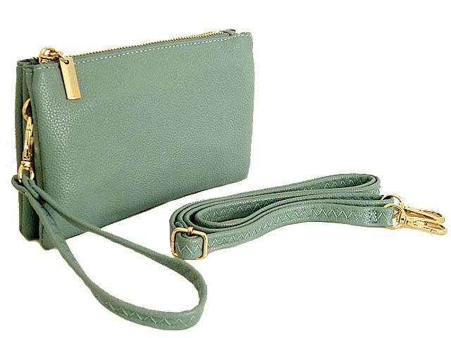 A-SHU SMALL MULTI-POCKET CROSSBODY PURSE BAG WITH WRIST AND LONG STRAPS - BLUE - A-SHU.CO.UK