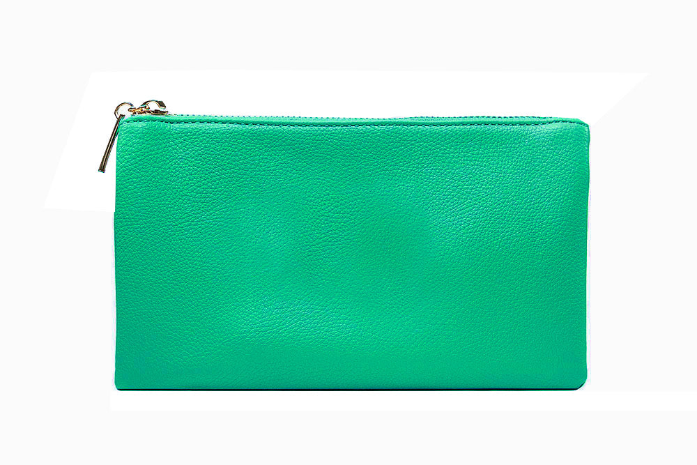 A-SHU SMALL MULTI-POCKET CROSSBODY PURSE BAG WITH WRISTLET AND LONG STRAP - TURQUOISE - A-SHU.CO.UK