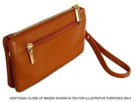 A-SHU SMALL MULTI-POCKET CROSSBODY PURSE BAG WITH WRIST AND LONG STRAPS - METALLIC SILVER - A-SHU.CO.UK