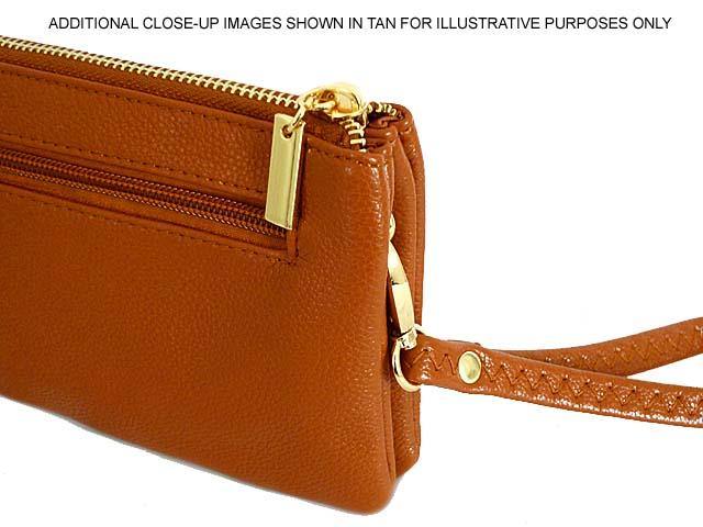 A-SHU SMALL MULTI-POCKET CROSSBODY PURSE BAG WITH WRIST AND LONG STRAPS - METALLIC SILVER - A-SHU.CO.UK