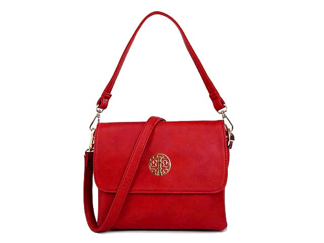 A-SHU SMALL RED MULTI POCKET HANDBAG WITH LONG CROSS BODY STRAP - A-SHU.CO.UK
