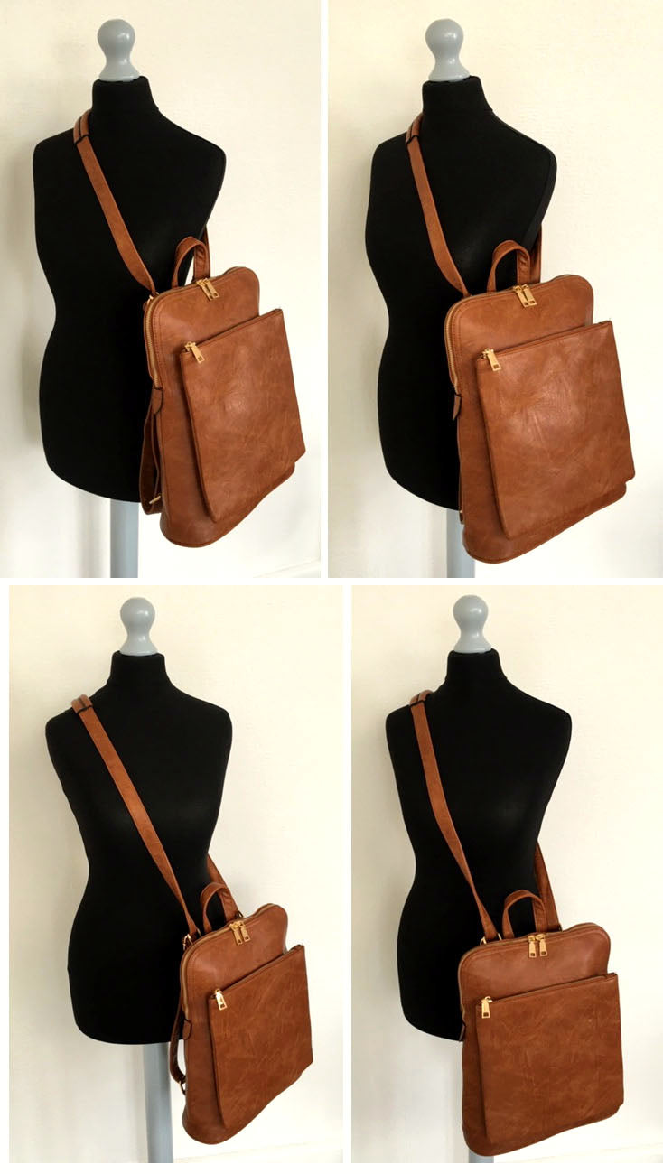 A-SHU GREY MULTI COMPARTMENT CROSS BODY BACKPACK - A-SHU.CO.UK