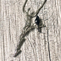 A-SHU BLACK BIRD-ON-A-BRANCH PENDANT NECKLACE WITH SILVER CHAIN - A-SHU.CO.UK