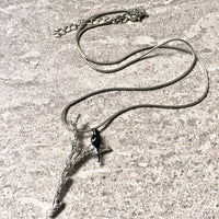 A-SHU BLACK BIRD-ON-A-BRANCH PENDANT NECKLACE WITH SILVER CHAIN - A-SHU.CO.UK