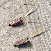 A-SHU ANTIQUE GOLD ARROW DROP DANGLE EARRINGS - A-SHU.CO.UK