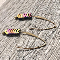 A-SHU ANTIQUE GOLD ARROW DROP DANGLE EARRINGS - A-SHU.CO.UK