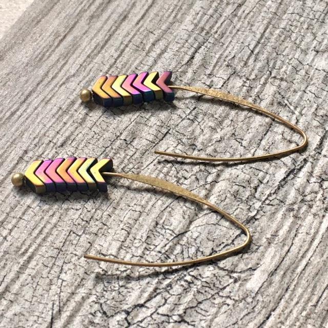 A-SHU ANTIQUE GOLD ARROW DROP DANGLE EARRINGS - A-SHU.CO.UK
