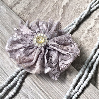 A-SHU LONG BEADED PEARL CORSAGE MULTI-LAYER NECKLACE - SILVER GREY - A-SHU.CO.UK