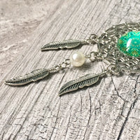 A-SHU LONG TRIBAL INSPIRED DREAM CATCHER PENDANT LOTUS NECKLACE - A-SHU.CO.UK