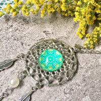 A-SHU LONG TRIBAL INSPIRED DREAM CATCHER PENDANT LOTUS NECKLACE - A-SHU.CO.UK