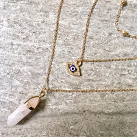 A-SHU EVIL EYE OPAL STONE GOLD MULTI LAYER DAINTY CHOKER NECKLACE - A-SHU.CO.UK