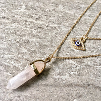 A-SHU EVIL EYE OPAL STONE GOLD MULTI LAYER DAINTY CHOKER NECKLACE - A-SHU.CO.UK