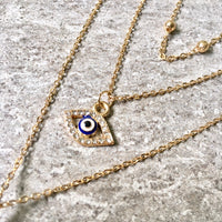 A-SHU EVIL EYE OPAL STONE GOLD MULTI LAYER DAINTY CHOKER NECKLACE - A-SHU.CO.UK