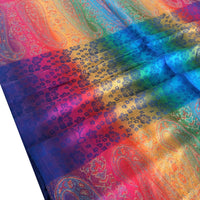 A-SHU LARGE BLUE RAINBOW FLORAL PAISLEY PASHMINA SHAWL SCARF - A-SHU.CO.UK