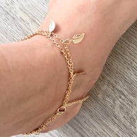 A-SHU GOLD MULTI LAYER BOHO ANKLET / ANKLE BRACELET WITH LEAF AND BALL DESIGN - A-SHU.CO.UK