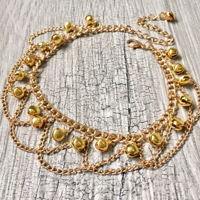 A-SHU GOLD DANGLE JINGLE BELLS CHAIN ANKLET / ANKLE BRACELET - A-SHU.CO.UK