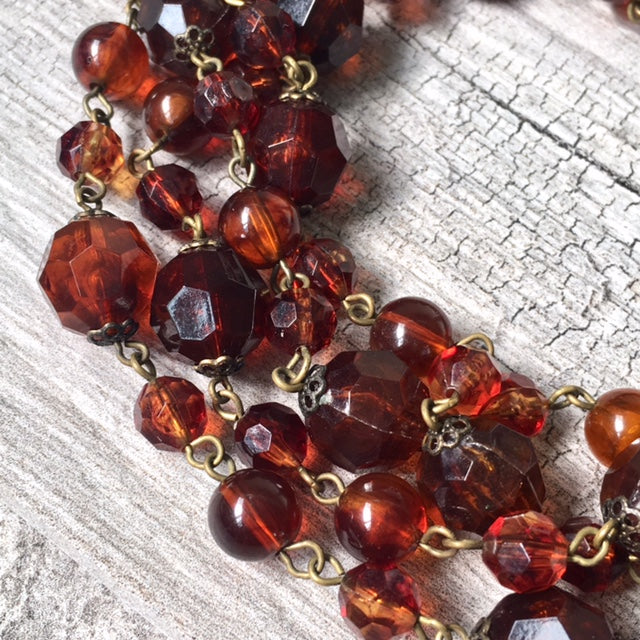 A-SHU LONG BOHEMIAN BROWN SIMPLE BEADED NECKLACE - A-SHU.CO.UK