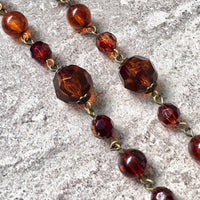 A-SHU LONG BOHEMIAN BROWN SIMPLE BEADED NECKLACE - A-SHU.CO.UK