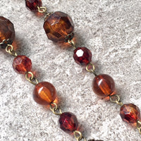 A-SHU LONG BOHEMIAN BROWN SIMPLE BEADED NECKLACE - A-SHU.CO.UK