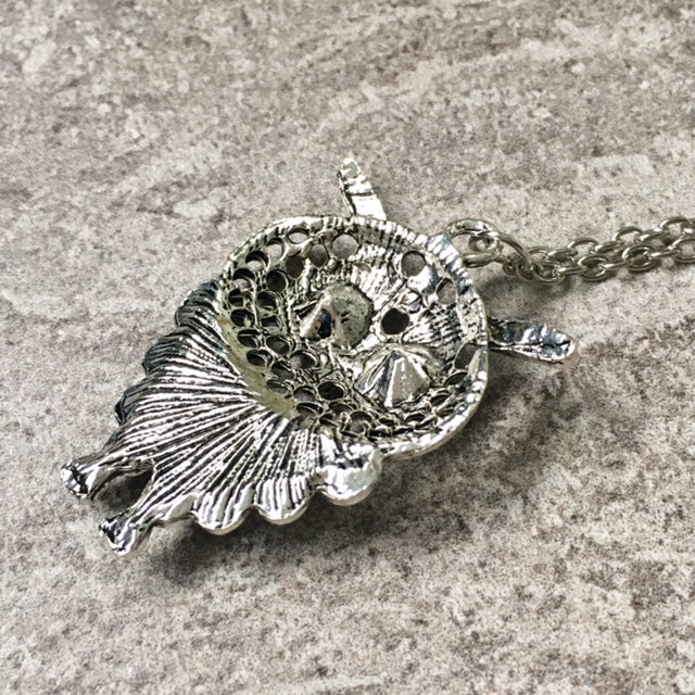 A-SHU SILVER OWL BIRD PENDANT WITH LONG NECKLACE - A-SHU.CO.UK