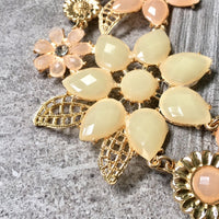 A-SHU BLUSH PINK FLORAL CHOKER NECKLACE WITH DIAMANTE RHINESTONES - A-SHU.CO.UK