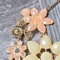 A-SHU BLUSH PINK FLORAL CHOKER NECKLACE WITH DIAMANTE RHINESTONES - A-SHU.CO.UK