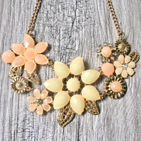 A-SHU BLUSH PINK FLORAL CHOKER NECKLACE WITH DIAMANTE RHINESTONES - A-SHU.CO.UK