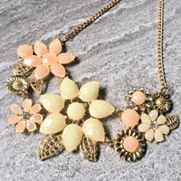 A-SHU BLUSH PINK FLORAL CHOKER NECKLACE WITH DIAMANTE RHINESTONES - A-SHU.CO.UK