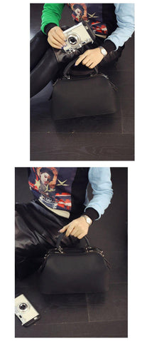 A-SHU BLACK FAUX LEATHER DOCTOR STYLE HOLDALL HANDBAG - A-SHU.CO.UK