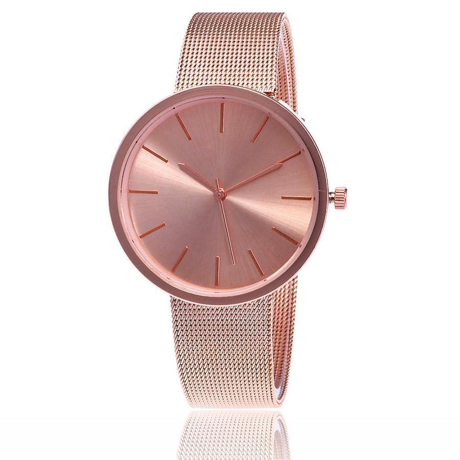 A-SHU SILVER PLAIN MESH BAND WOMENS QUARTZ WRIST WATCH - A-SHU.CO.UK