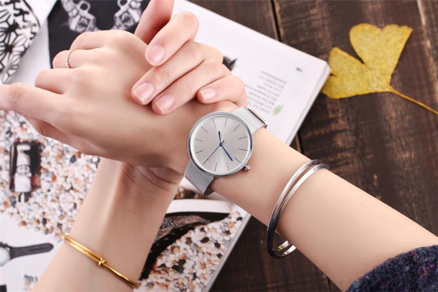 A-SHU SILVER PLAIN MESH BAND WOMENS QUARTZ WRIST WATCH - A-SHU.CO.UK