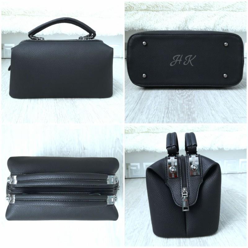 A-SHU BLACK FAUX LEATHER DOCTOR STYLE HOLDALL HANDBAG - A-SHU.CO.UK