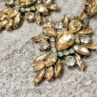 A-SHU LARGE DIAMANTE STONE OPULENT CRYSTAL DROP EARRINGS - A-SHU.CO.UK