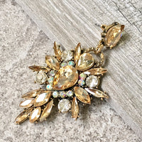 A-SHU LARGE DIAMANTE STONE OPULENT CRYSTAL DROP EARRINGS - A-SHU.CO.UK