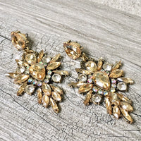 A-SHU LARGE DIAMANTE STONE OPULENT CRYSTAL DROP EARRINGS - A-SHU.CO.UK