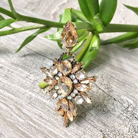 A-SHU LARGE DIAMANTE STONE OPULENT CRYSTAL DROP EARRINGS - A-SHU.CO.UK