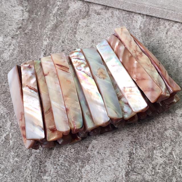 A-SHU ABALONE SHIMMERING SEA SHELL WIDE CUFF BEACH BRACELET - A-SHU.CO.UK