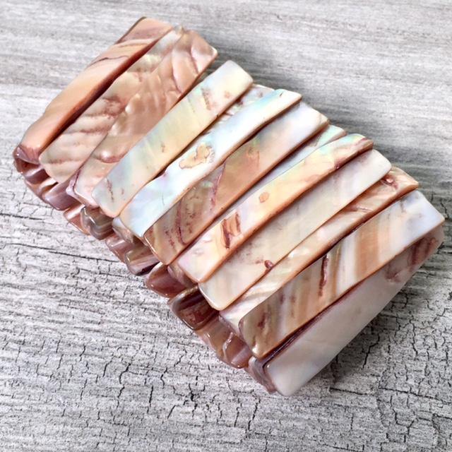 A-SHU ABALONE SHIMMERING SEA SHELL WIDE CUFF BEACH BRACELET - A-SHU.CO.UK