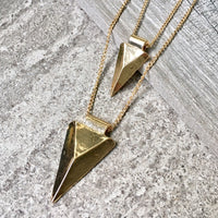 A-SHU MULTI LAYER POINTY TRIANGLE ARROW GOLD CHAIN NECKLACE - A-SHU.CO.UK