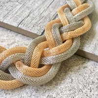 A-SHU ROSE GOLD SILVER METAL WOVEN TWIST CHUNKY CHAIN NECKLACE - A-SHU.CO.UK