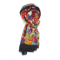 BLACK ANIMATED LIGHTWEIGHT RAINBOW CAT SCARF