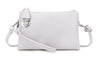 SMALL MULTI-POCKET CROSS BODY CLUTCH BAG WITH WRISTLET - WHITE