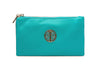 SMALL MULTI-POCKET CROSSBODY PURSE BAG WITH WRISTLET AND LONG STRAP - BLUE GREEN