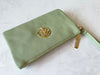 SMALL MULTI-POCKET CROSSBODY PURSE BAG WITH WRISTLET AND LONG STRAP - FERN GREEN