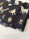 BLACK COTTON BLEND DOG PRINT LIGHTWEIGHT SCARF