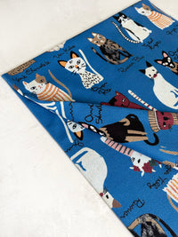 BLUE CAT PRINT LONG LIGHTWEIGHT SCARF