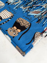 BLUE CAT PRINT LONG LIGHTWEIGHT SCARF