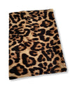BROWN COTTON BLEND CLASSIC LEOPARD PRINT SCARF