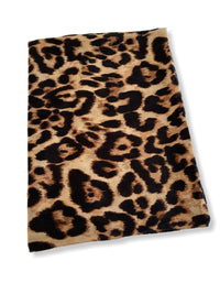 BROWN COTTON BLEND CLASSIC LEOPARD PRINT SCARF