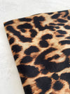 BROWN COTTON BLEND CLASSIC LEOPARD PRINT SCARF